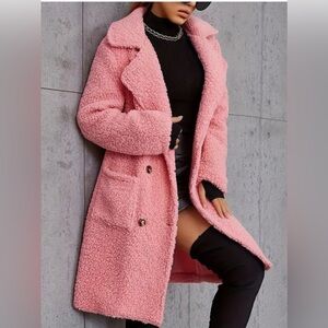 Women's Pink Teddy Coat